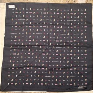 Burberry Navy Scarf with Equestrian and Union Jack Accents